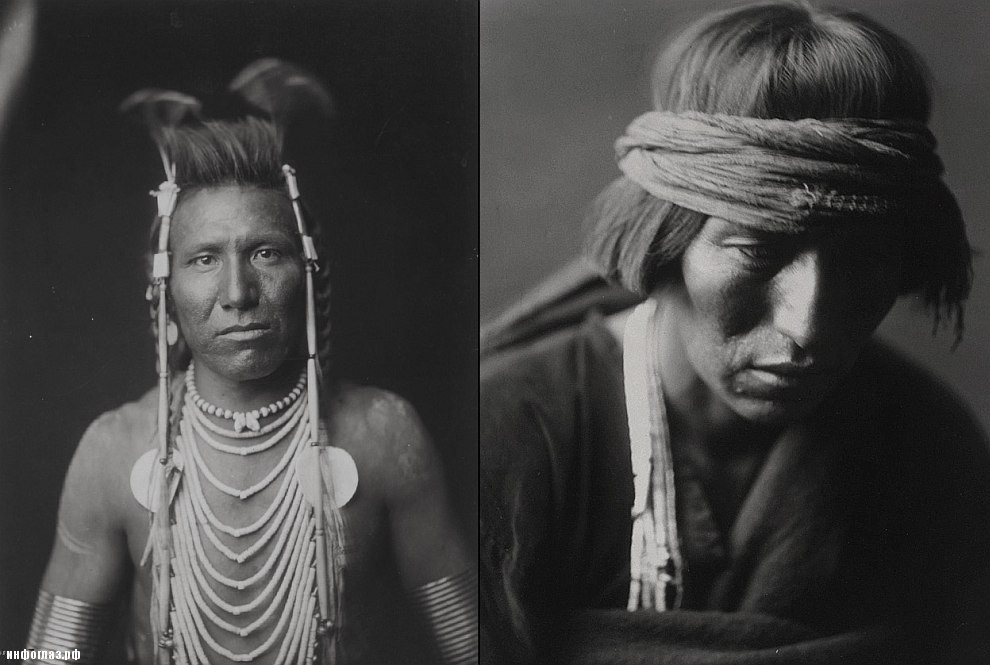 Слева — Длинноухий Бен (1905 год), справа — медик их племени Навахо (1904 год)
