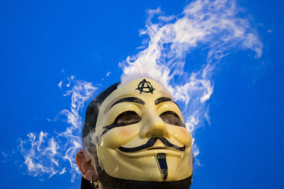 The mask popping up in protests around the world