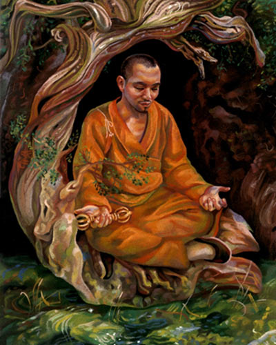 Kukai-meditating-to-his-death-on-Mount-Koya