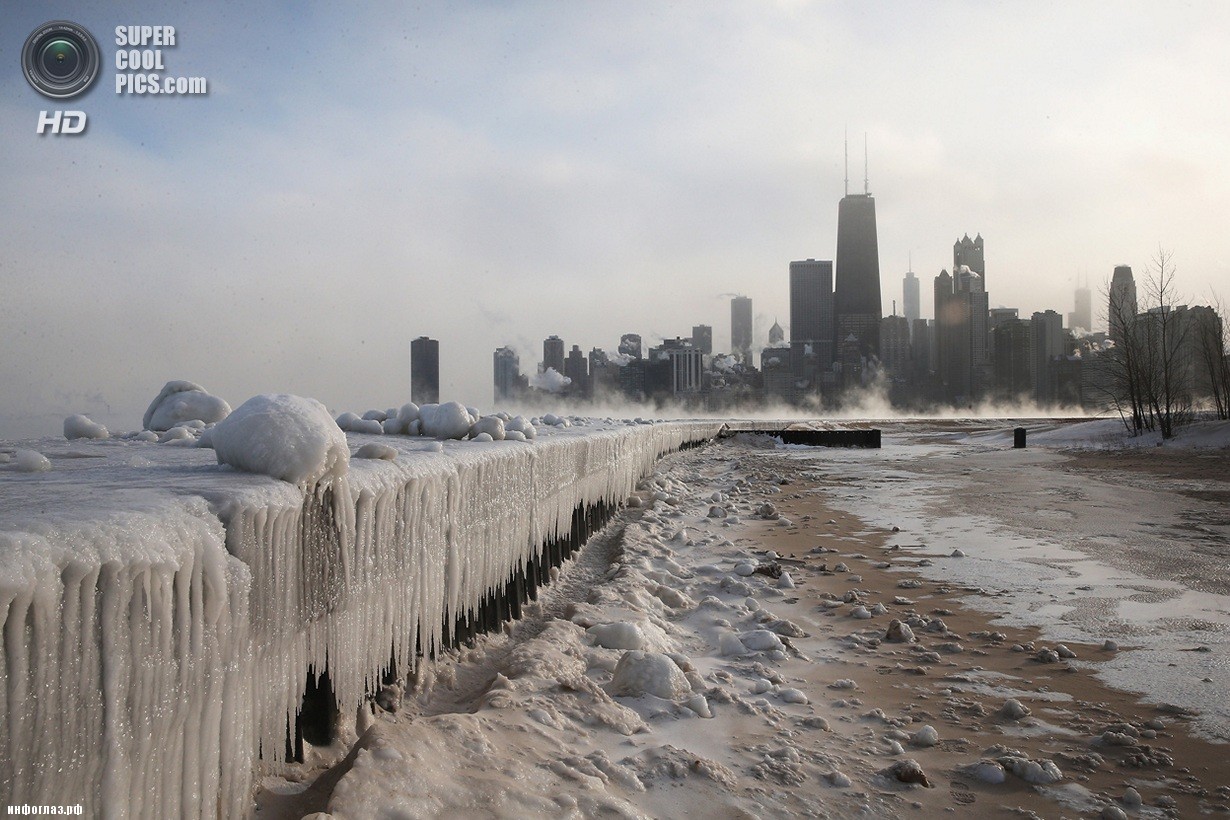 США. Чикаго, Иллинойс. 6 января. Последствия рекордных морозов. (Scott Olson/Getty Images)